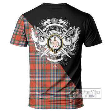 MacFarlane Ancient Tartan T-Shirt with Family Crest and Military Logo Style