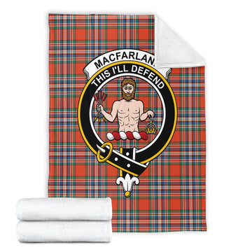 MacFarlane Ancient Tartan Blanket with Family Crest