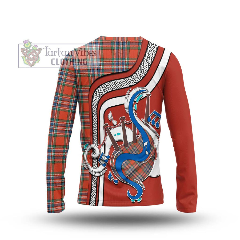 Tartan Vibes Clothing MacFarlane Ancient Tartan Long Sleeve T-Shirt with Epic Bagpipe Style