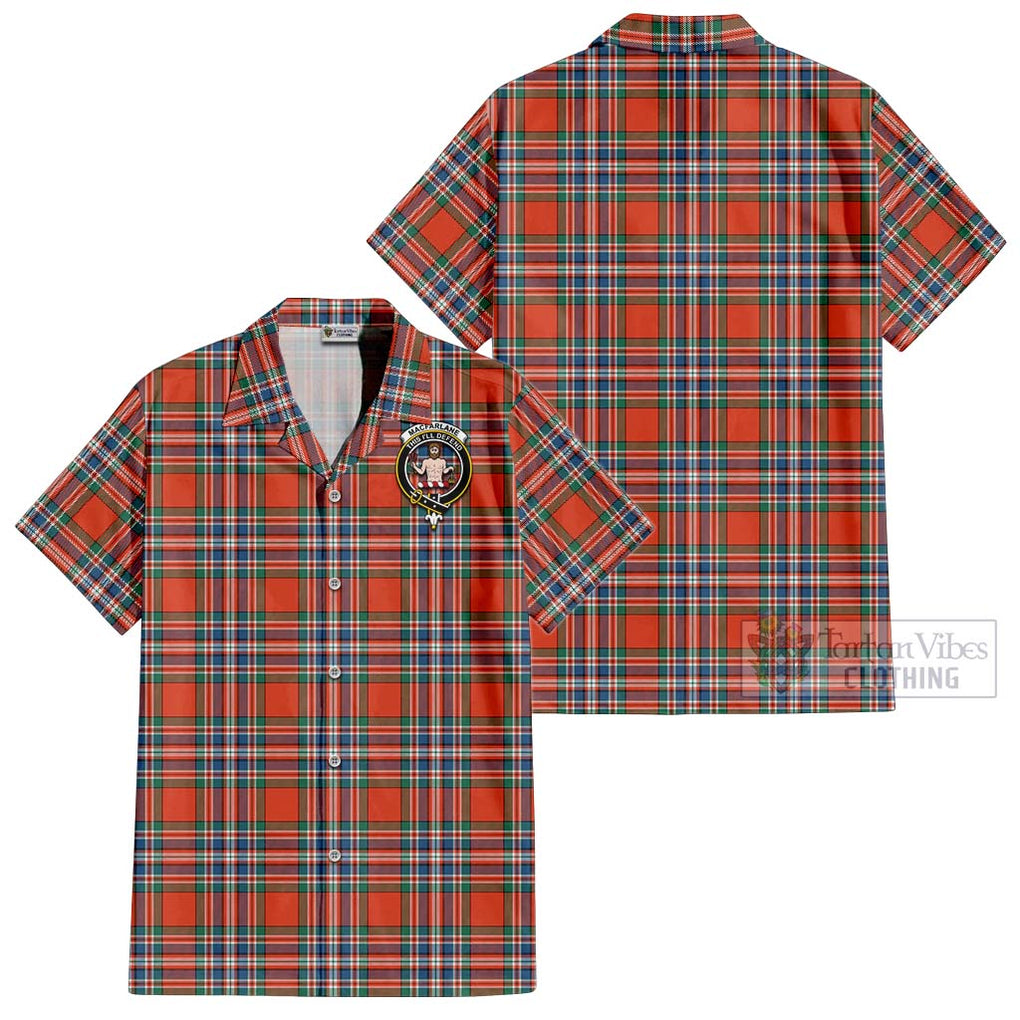 MacFarlane Ancient Tartan Cotton Hawaiian Shirt with Family Crest Kid - Tartan Vibes Clothing