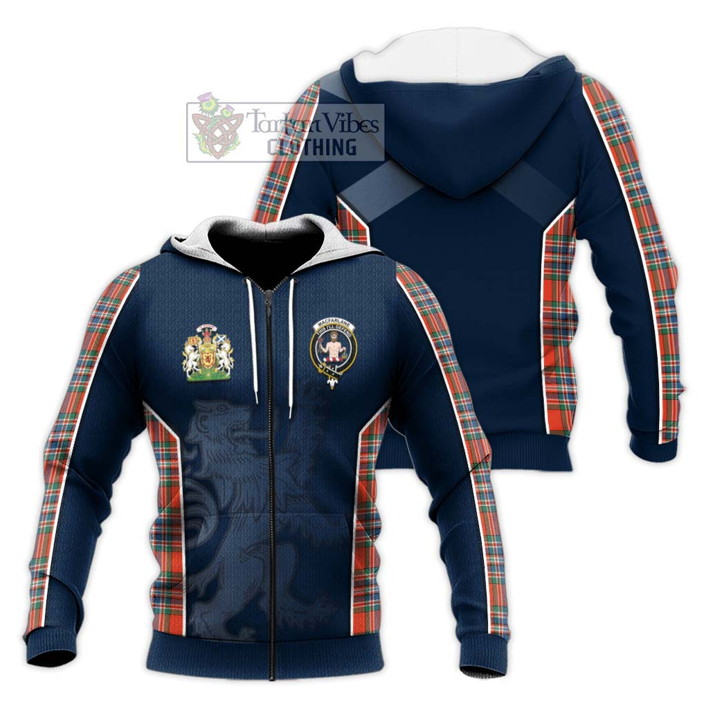 MacFarlane Ancient Tartan Knitted Hoodie with Family Crest and Lion Rampant Vibes Sport Style Unisex Knitted Zip Hoodie - Tartan Vibes Clothing