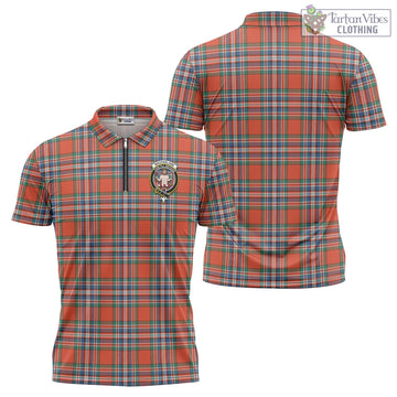 MacFarlane Ancient Tartan Zipper Polo Shirt with Family Crest