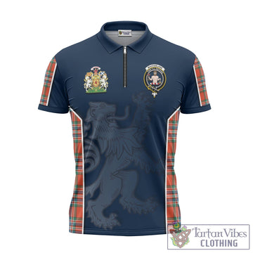 MacFarlane Ancient Tartan Zipper Polo Shirt with Family Crest and Lion Rampant Vibes Sport Style