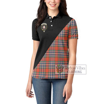 MacFarlane Ancient Tartan Women's Polo Shirt with Family Crest and Military Logo Style