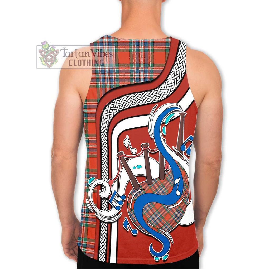 MacFarlane Ancient Tartan Men's Tank Top with Epic Bagpipe Style - Tartanvibesclothing Shop