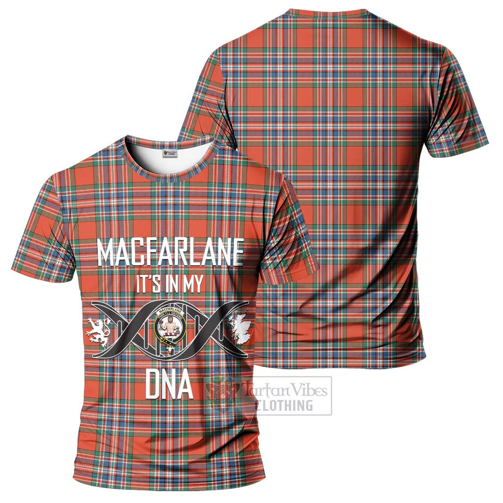 MacFarlane Ancient Tartan T-Shirt with Family Crest DNA In Me Style - Tartan Vibes Clothing