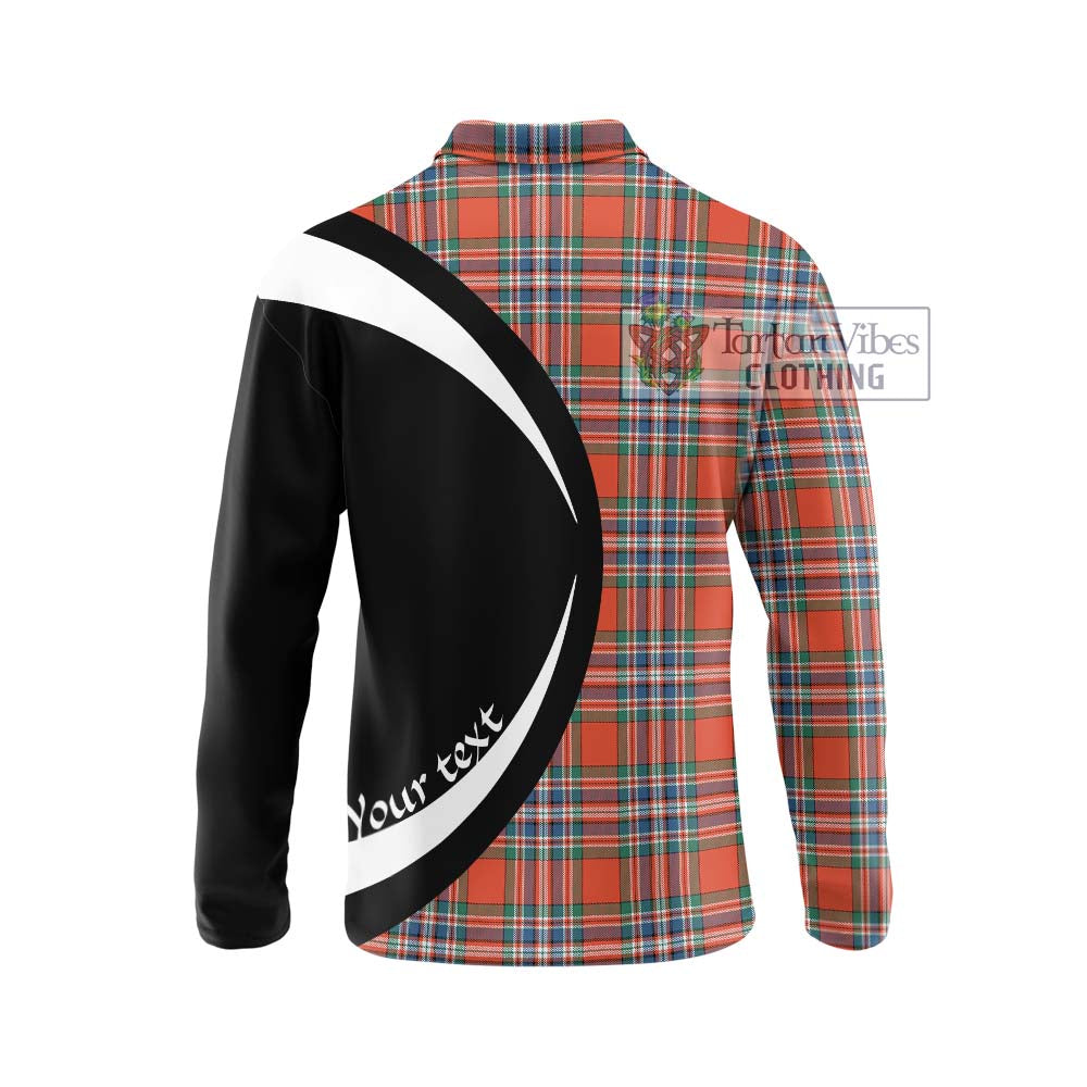 MacFarlane Ancient Tartan Long Sleeve Polo Shirt with Family Crest Circle Style - Tartan Vibes Clothing