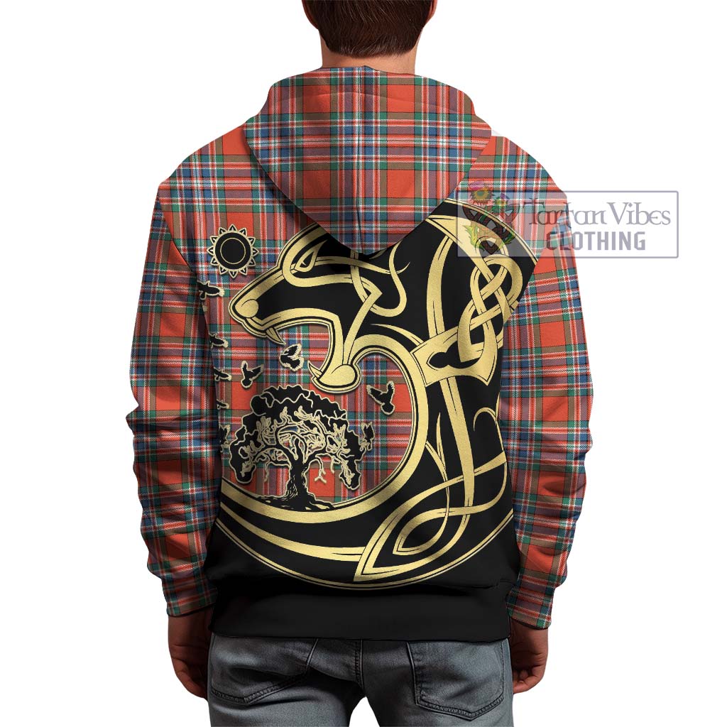 Tartan Vibes Clothing MacFarlane Ancient Tartan Hoodie with Family Crest Celtic Wolf Style