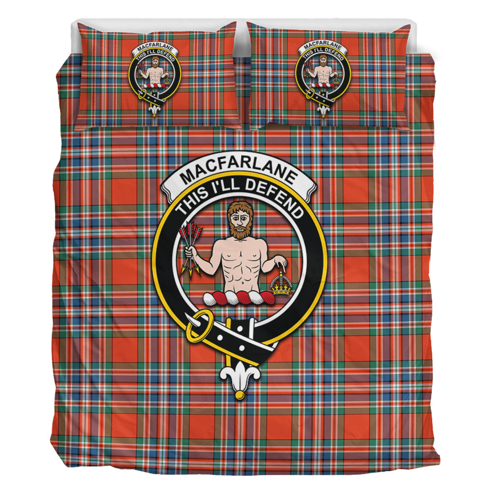 MacFarlane Ancient Tartan Bedding Set with Family Crest - Tartan Vibes Clothing