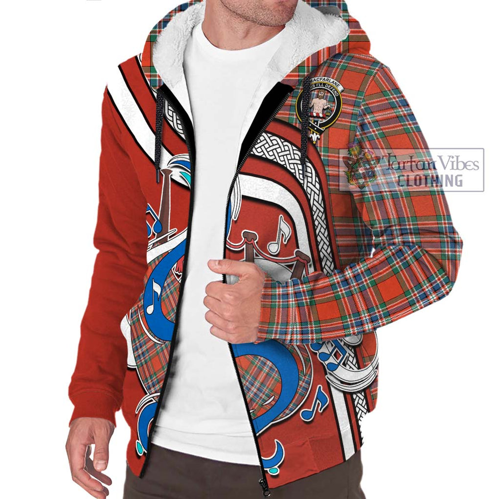 MacFarlane Ancient Tartan Sherpa Hoodie with Epic Bagpipe Style Unisex - Tartanvibesclothing Shop