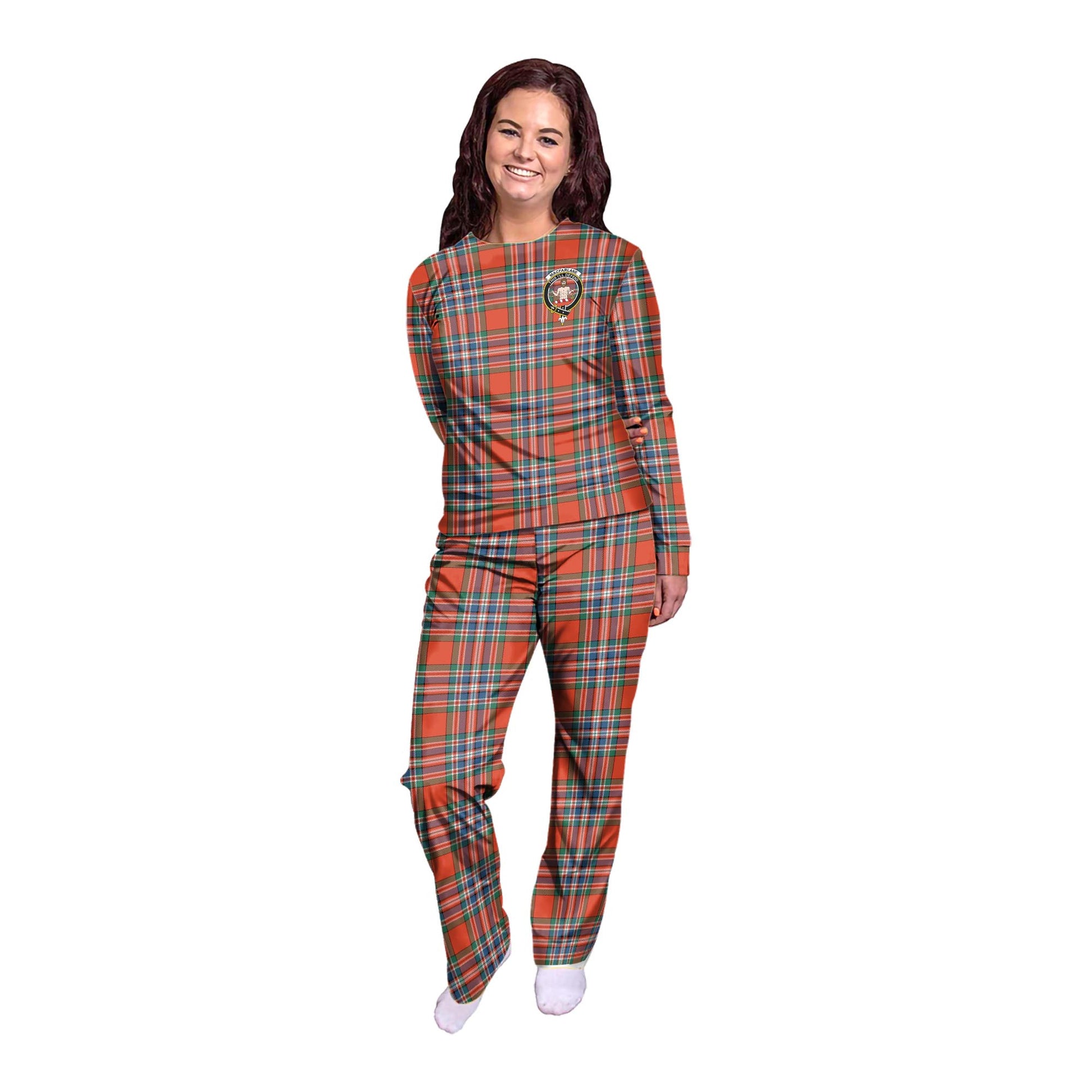 MacFarlane Ancient Tartan Pajamas Family Set with Family Crest - Tartanvibesclothing