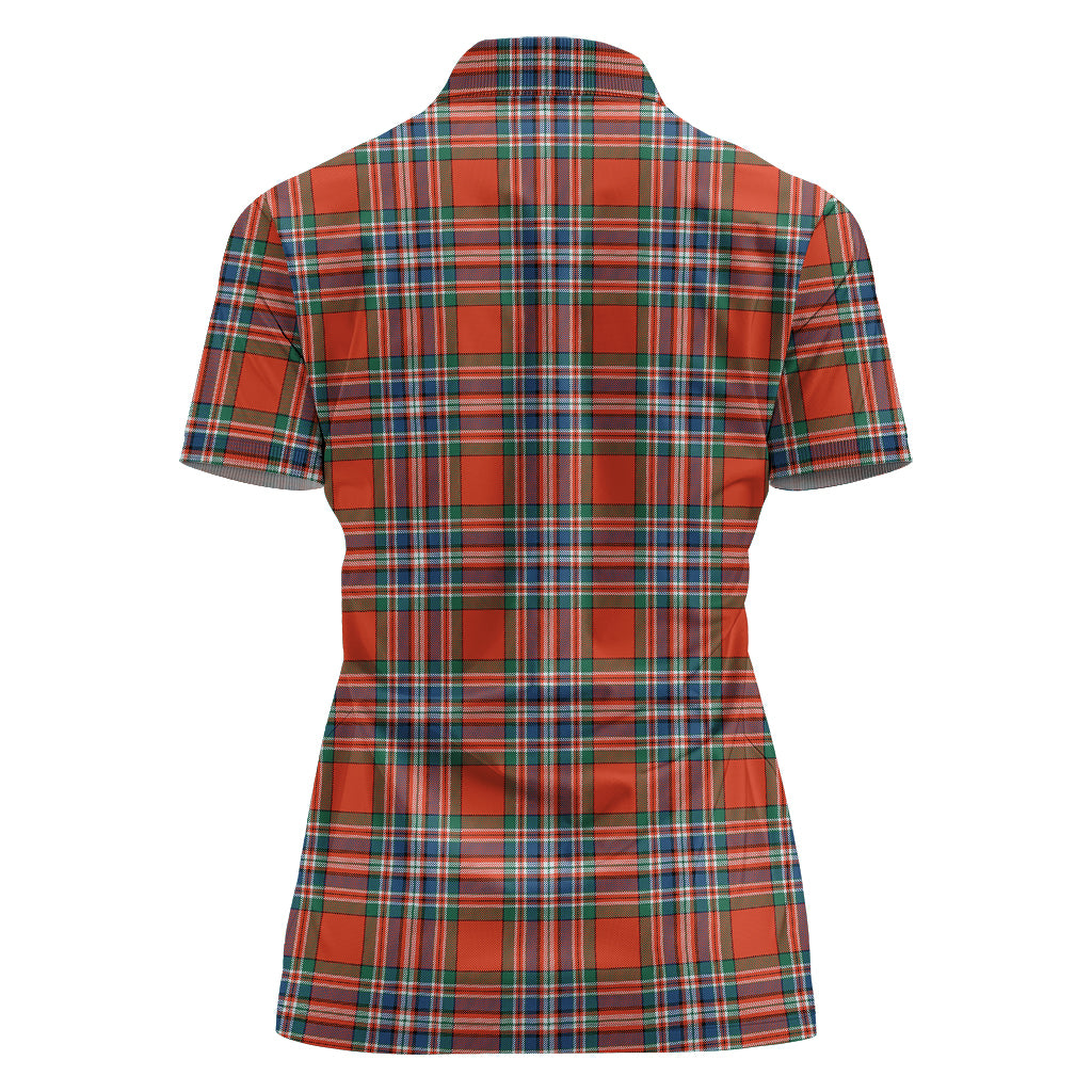 MacFarlane Ancient Tartan Polo Shirt with Family Crest For Women - Tartan Vibes Clothing