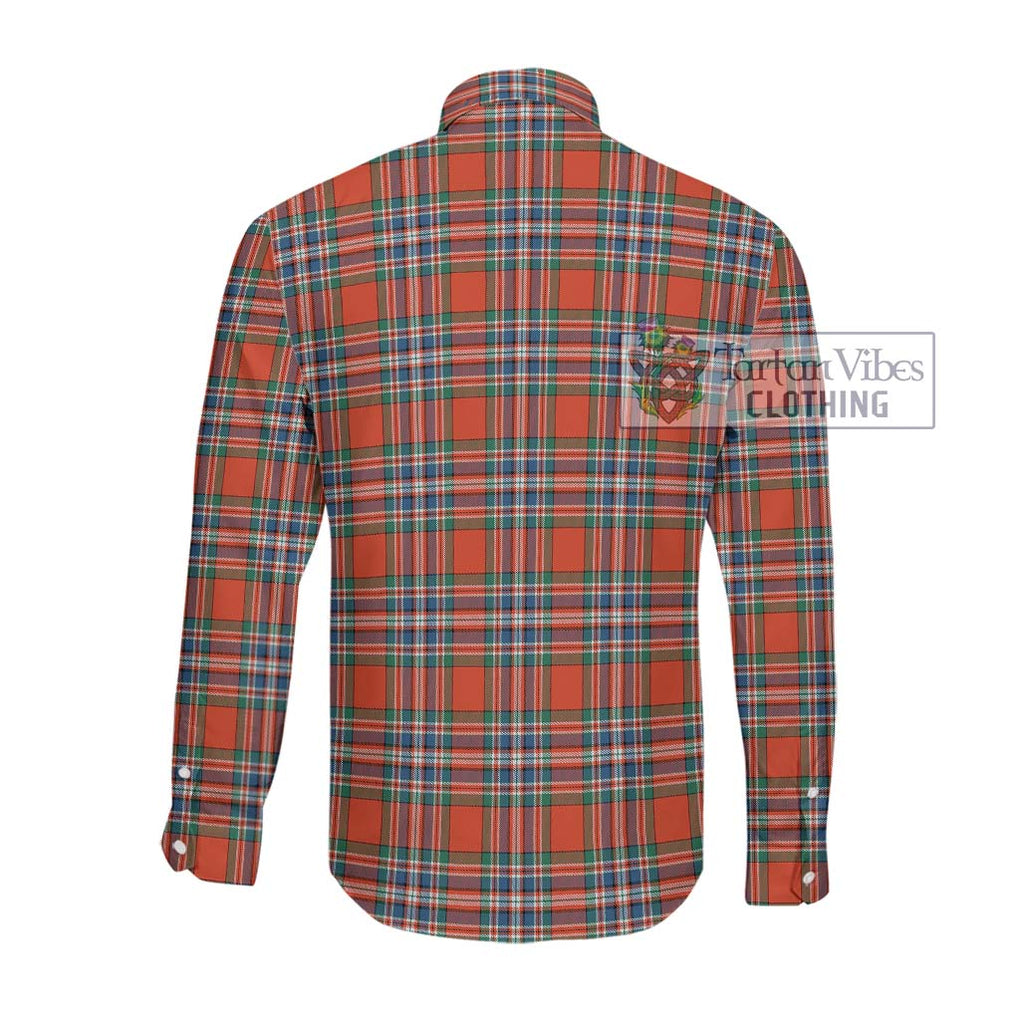 MacFarlane Ancient Tartan Long Sleeve Button Shirt with Family Crest DNA In Me Style - Tartanvibesclothing Shop