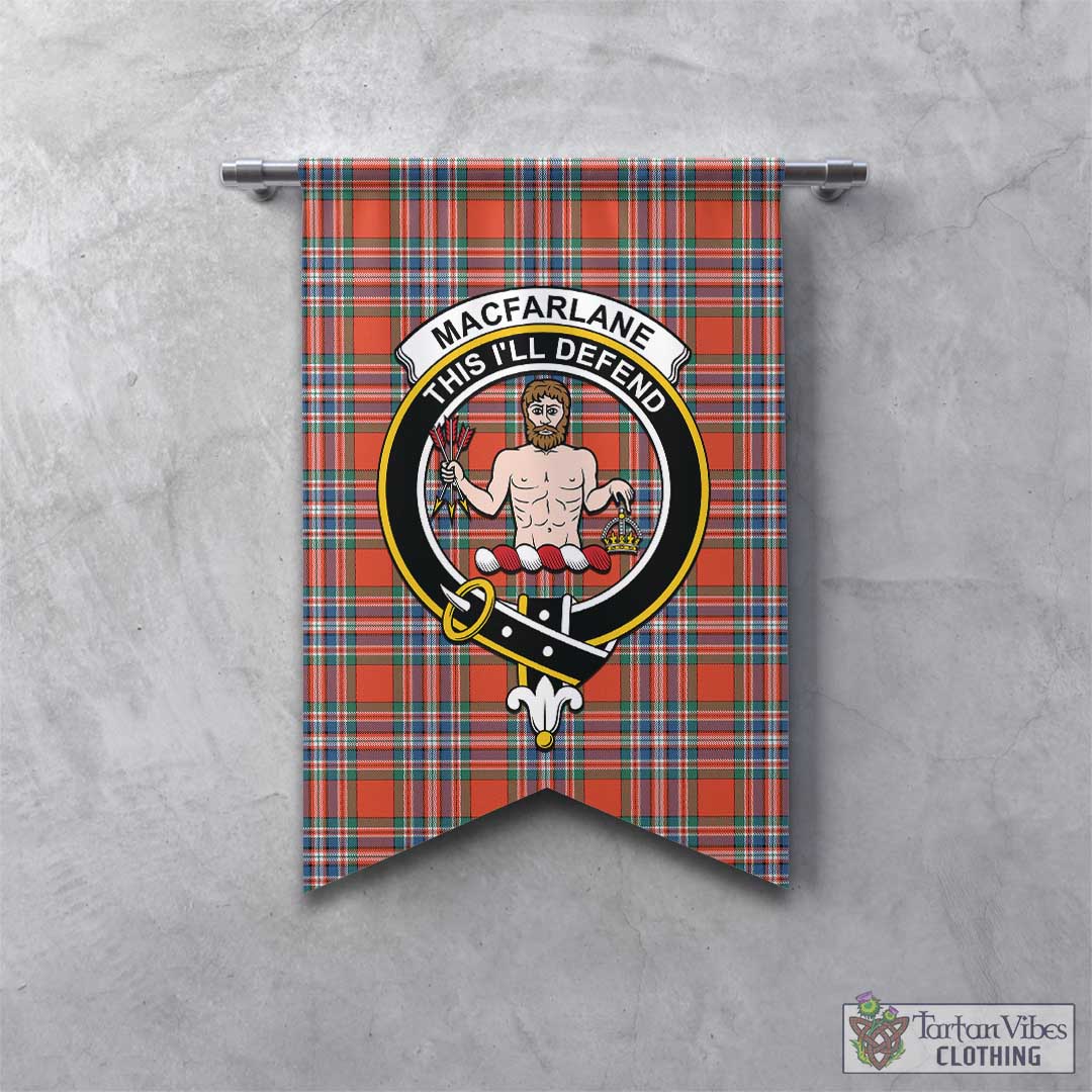 Tartan Vibes Clothing MacFarlane Ancient Tartan Gonfalon, Tartan Banner with Family Crest