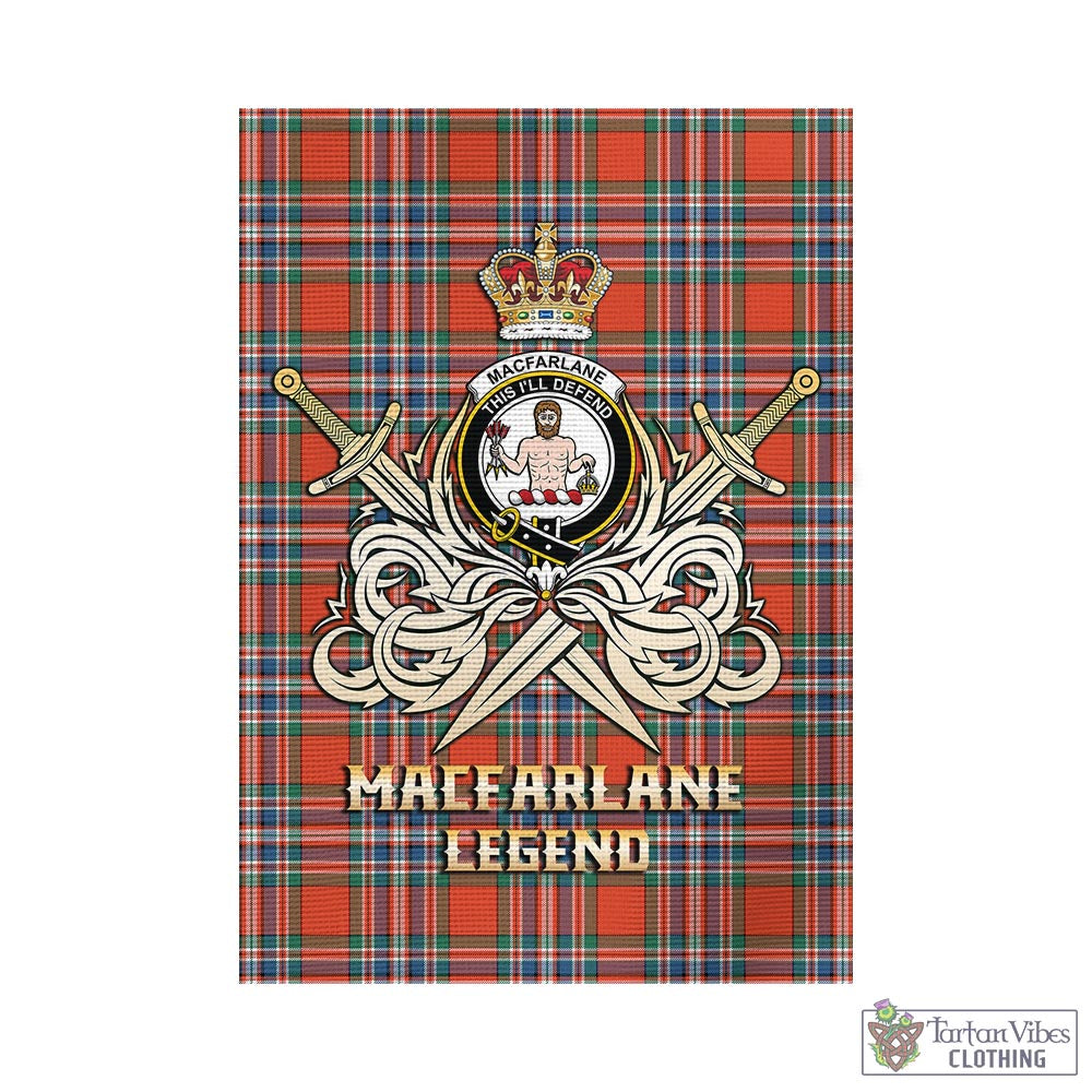 Tartan Vibes Clothing MacFarlane Ancient Tartan Flag with Clan Crest and the Golden Sword of Courageous Legacy