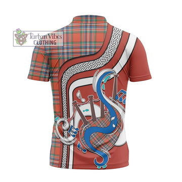 MacFarlane Ancient Tartan Zipper Polo Shirt with Epic Bagpipe Style