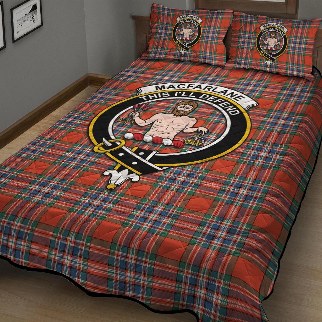 MacFarlane Ancient Tartan Quilt Bed Set with Family Crest - Tartan Vibes Clothing