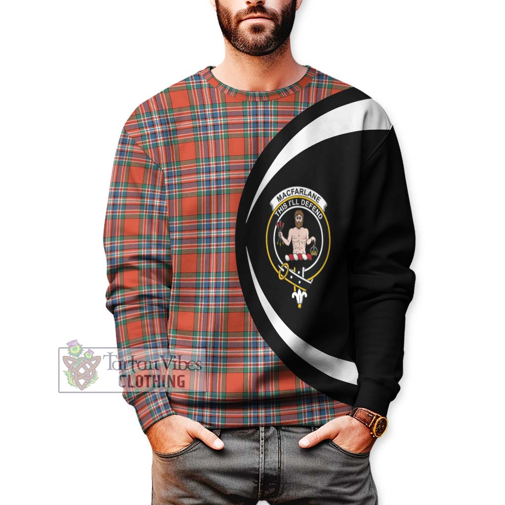 MacFarlane Ancient Tartan Sweatshirt with Family Crest Circle Style - Tartan Vibes Clothing