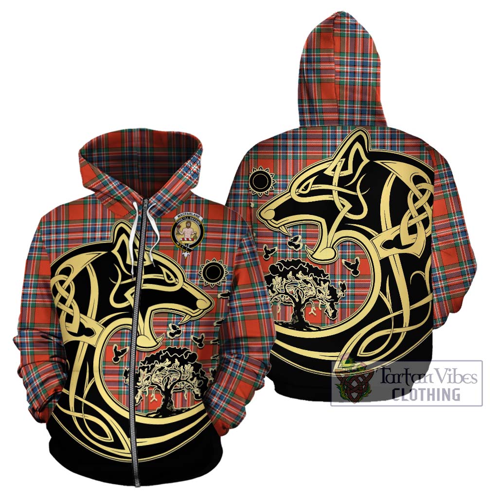 Tartan Vibes Clothing MacFarlane Ancient Tartan Hoodie with Family Crest Celtic Wolf Style