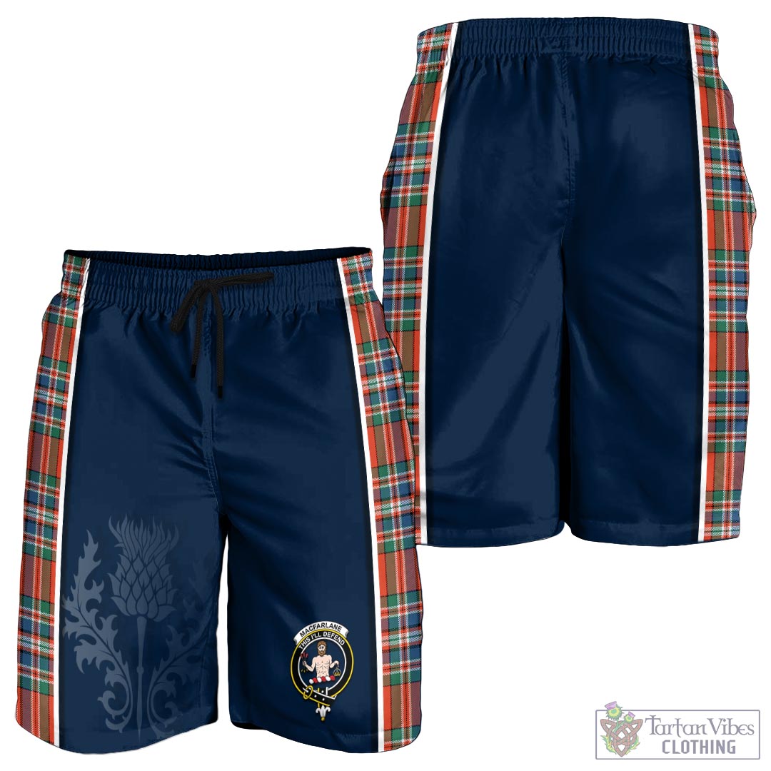 Tartan Vibes Clothing MacFarlane Ancient Tartan Men's Shorts with Family Crest and Scottish Thistle Vibes Sport Style