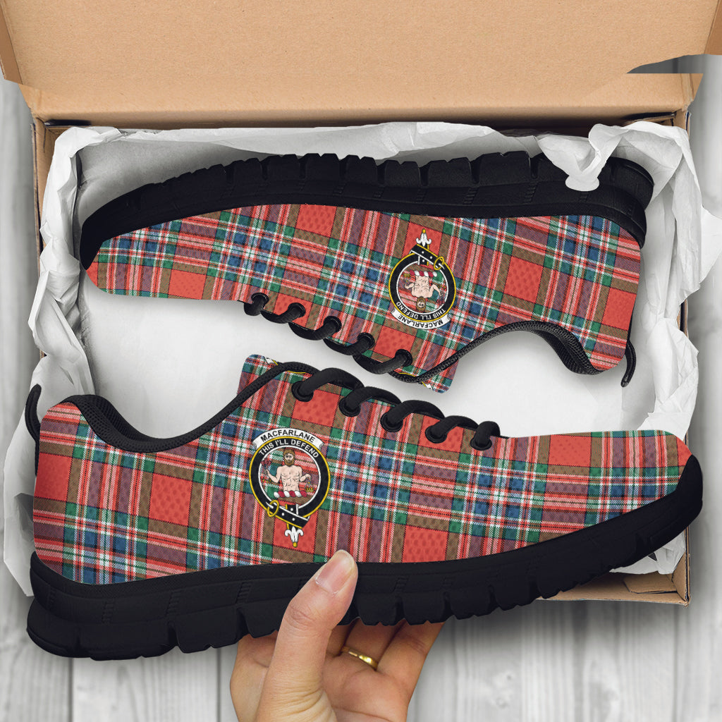 MacFarlane Ancient Tartan Sneakers with Family Crest - Tartan Vibes Clothing