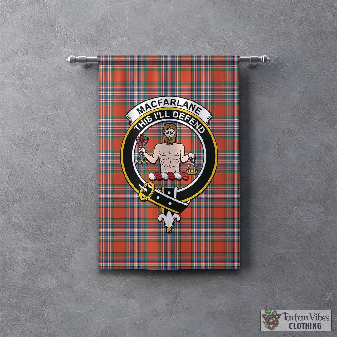 Tartan Vibes Clothing MacFarlane Ancient Tartan Gonfalon, Tartan Banner with Family Crest