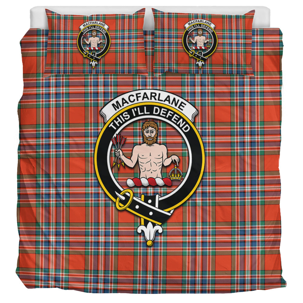 MacFarlane Ancient Tartan Bedding Set with Family Crest UK Bedding Set UK Super King 104*94 inch - Tartan Vibes Clothing