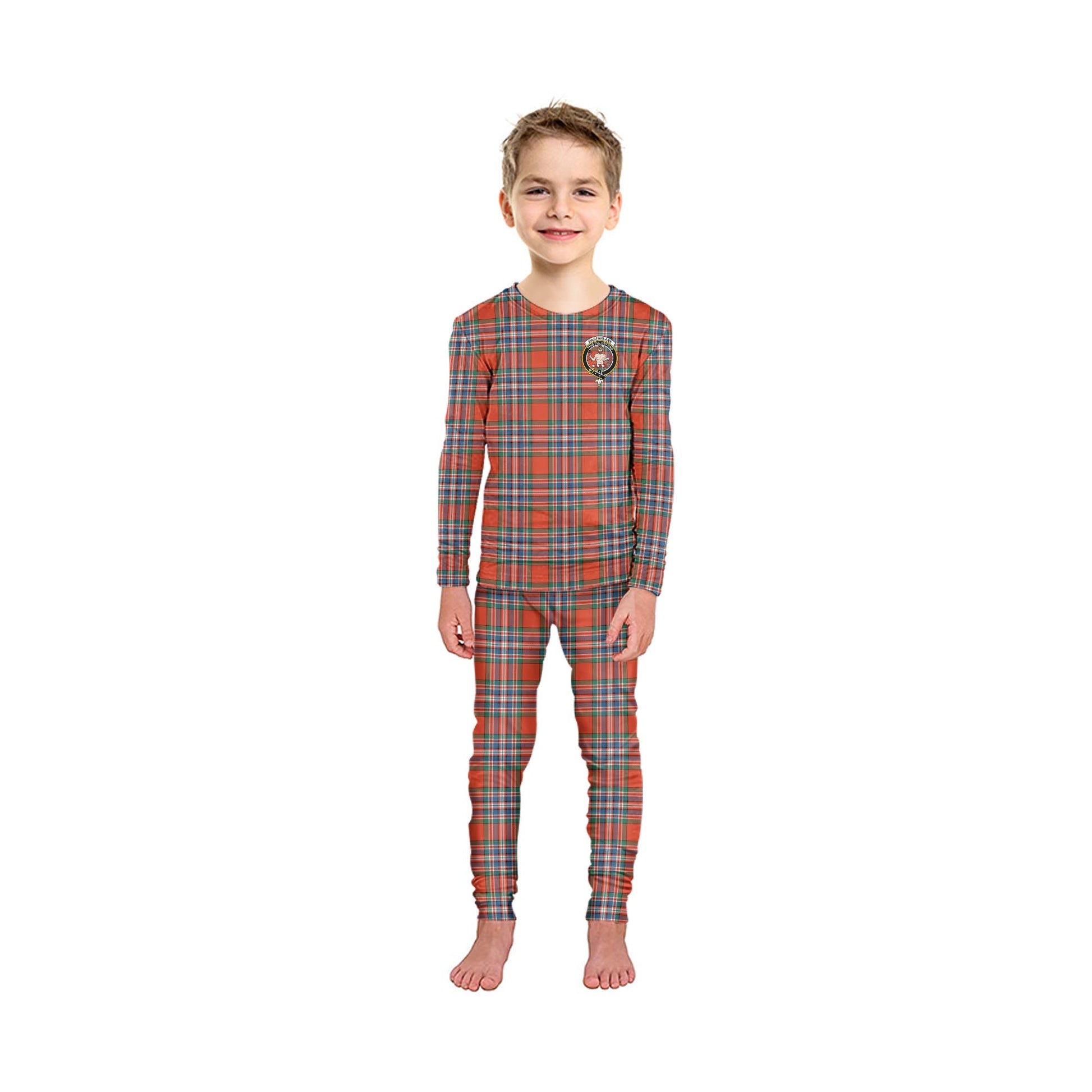 MacFarlane Ancient Tartan Pajamas Family Set with Family Crest - Tartanvibesclothing