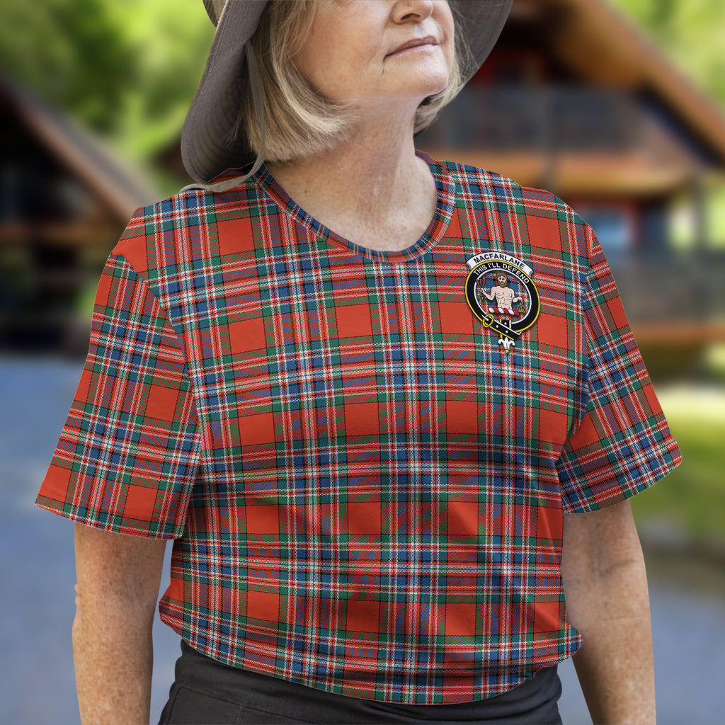 MacFarlane Ancient Tartan T-Shirt with Family Crest - Tartan Vibes Clothing