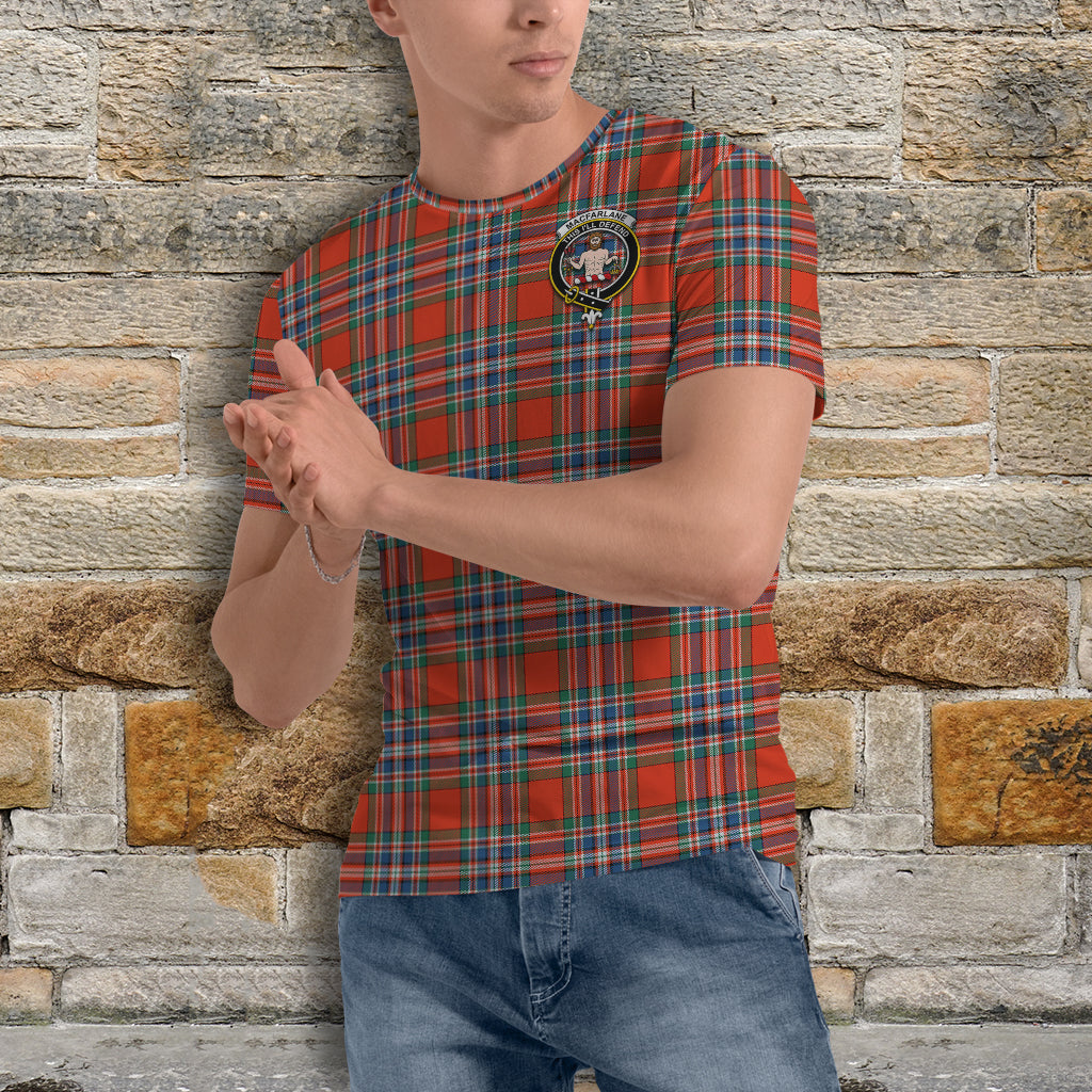 MacFarlane Ancient Tartan T-Shirt with Family Crest - Tartan Vibes Clothing