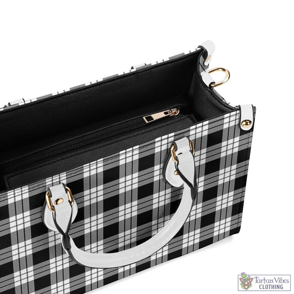 Tartan Vibes Clothing MacFarlane Black White Tartan Luxury Leather Handbags