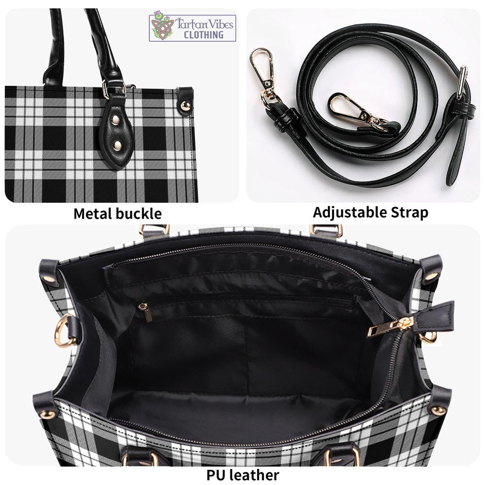 Tartan Vibes Clothing MacFarlane Black White Tartan Luxury Leather Handbags