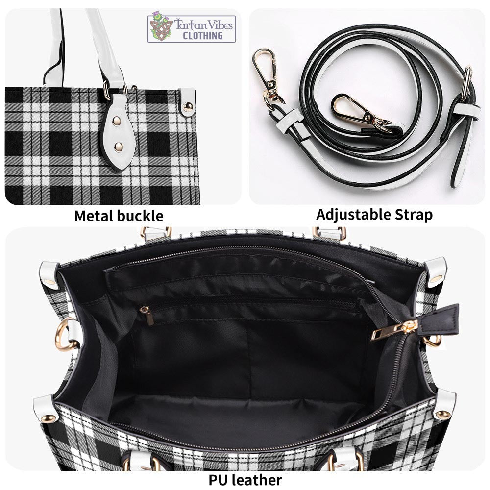 Tartan Vibes Clothing MacFarlane Black White Tartan Luxury Leather Handbags