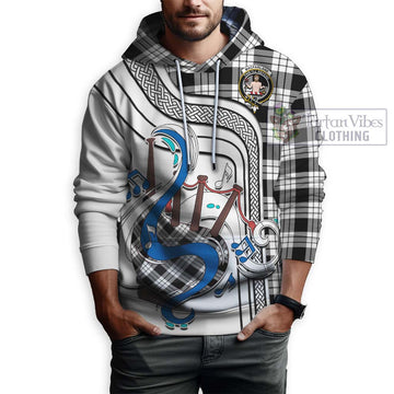 MacFarlane Black White Tartan Hoodie with Epic Bagpipe Style