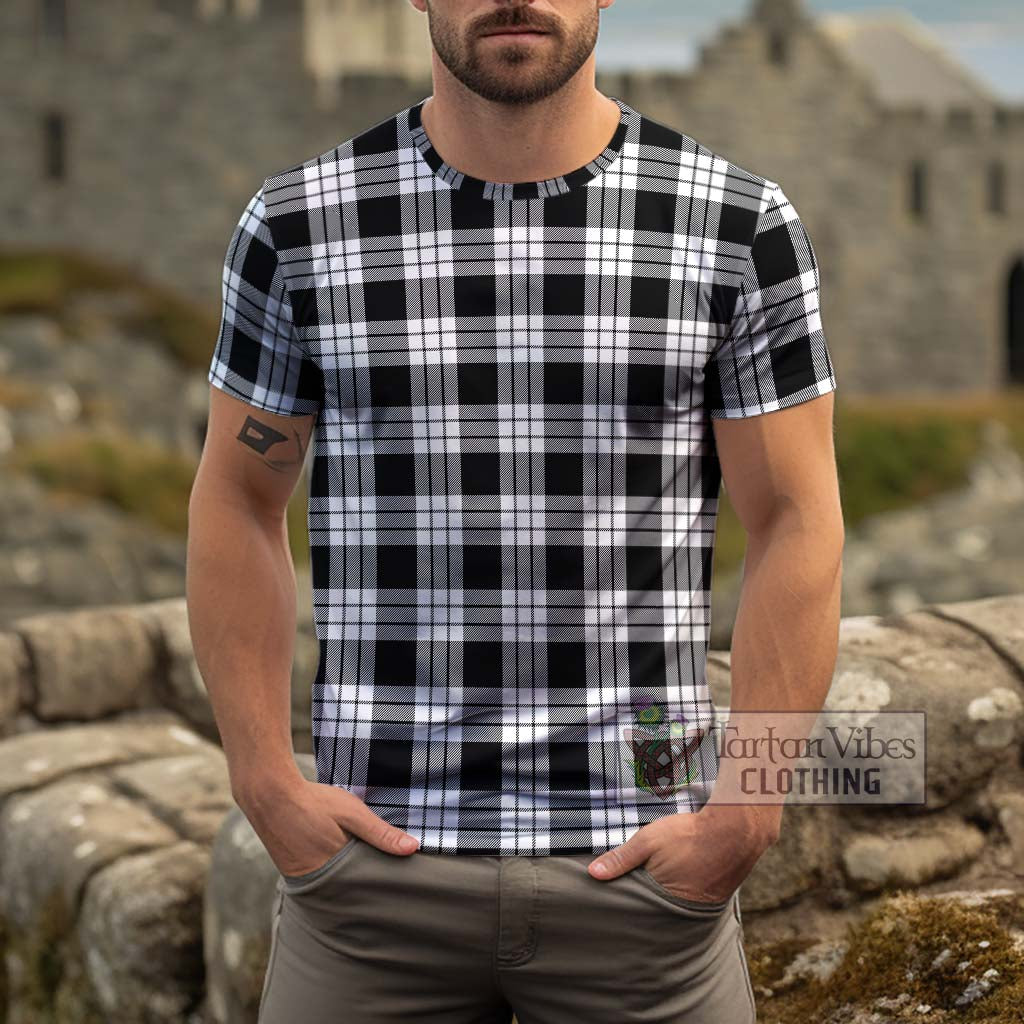 MacFarlane Black White Tartan Cotton T-Shirt Men's Shirt - Tartanvibesclothing Shop