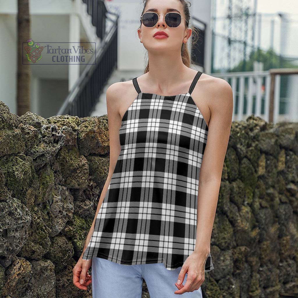 Tartan Vibes Clothing MacFarlane Black White Tartan Loose Halter Neck Camisole