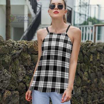 MacFarlane Black White Tartan Loose Halter Neck Camisole