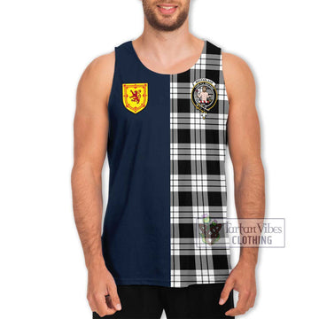 MacFarlane Black White Tartan Men's Tank Top Alba with Scottish Lion Royal Arm Half Style