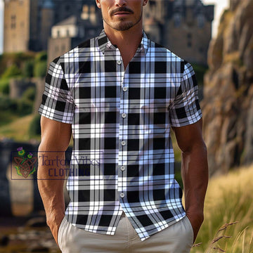 MacFarlane Black White Tartan Cotton Hawaiian Shirt