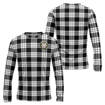 MacFarlane Black White Tartan Long Sleeve T-Shirt with Family Crest