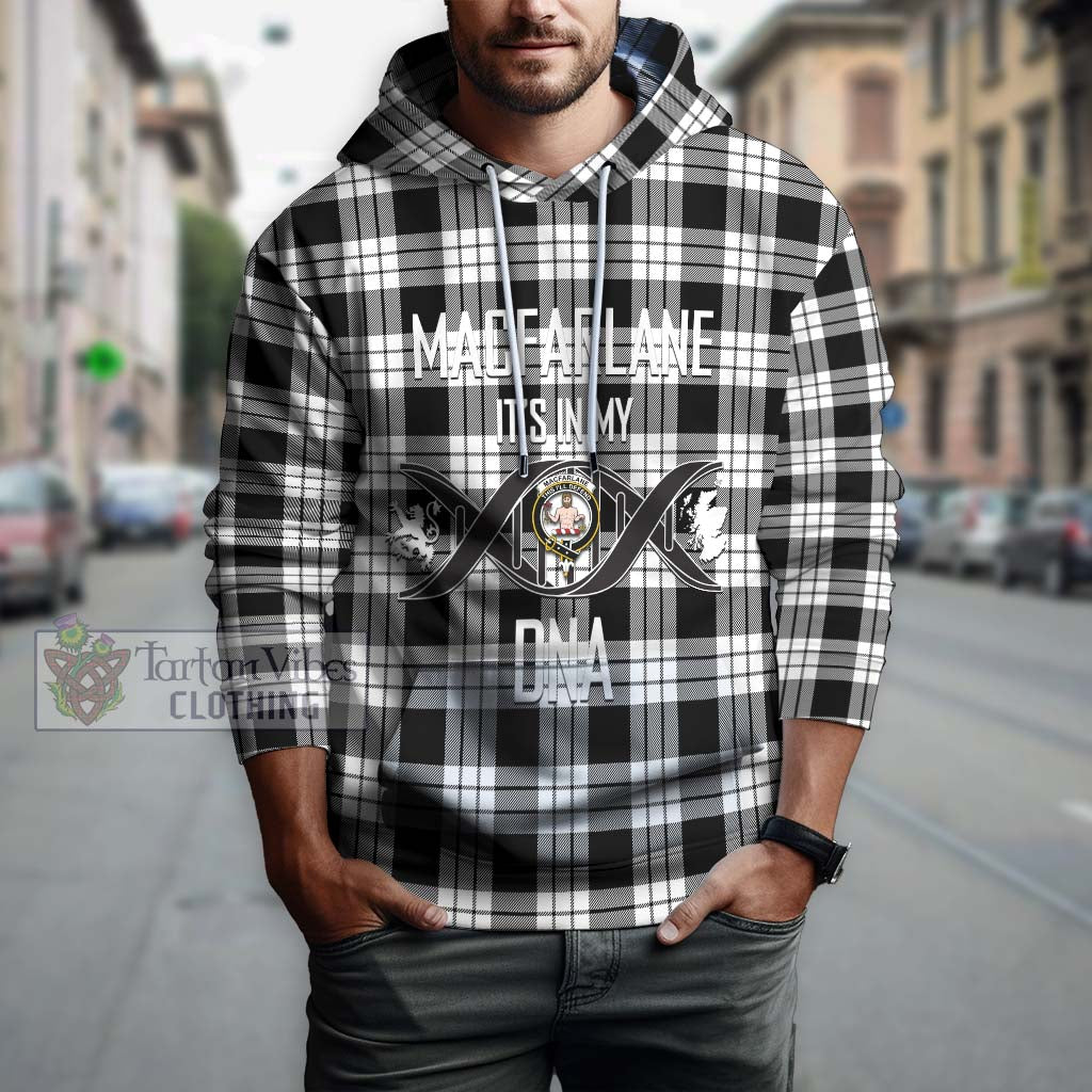 Tartan Vibes Clothing MacFarlane Black White Tartan Hoodie with Family Crest DNA In Me Style