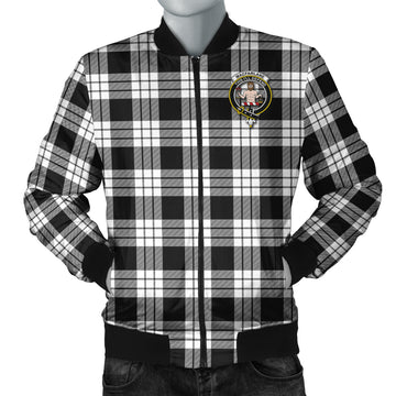 MacFarlane Black White Tartan Bomber Jacket with Family Crest