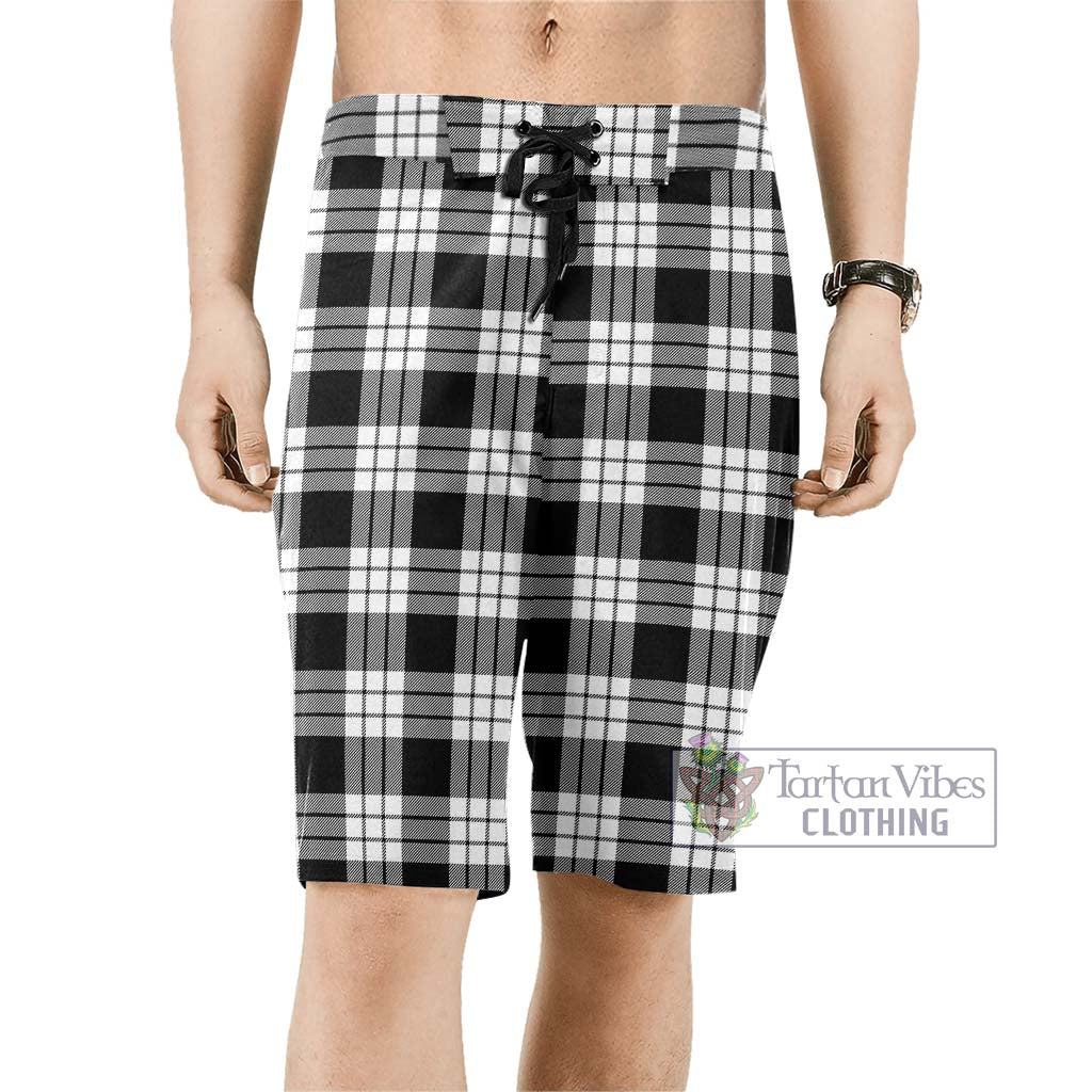 MacFarlane Black White Tartan Men's Board Shorts Men - Tartan Vibes Clothing