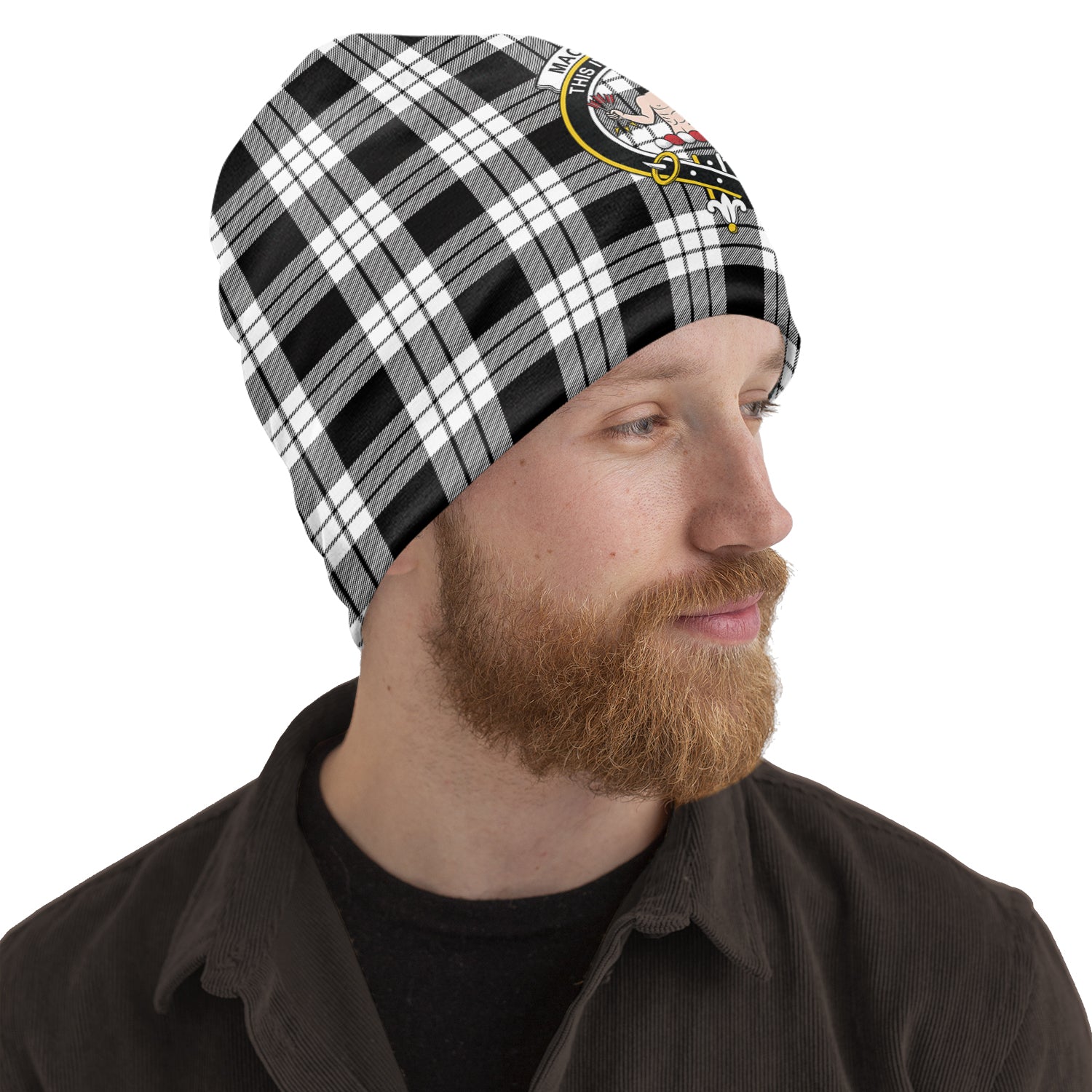 macfarlane-black-white-tartan-beanies-hat-with-family-crest