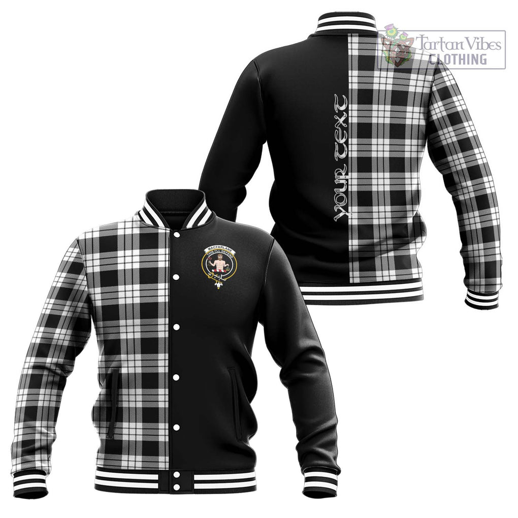 MacFarlane Black White Tartan Baseball Jacket with Family Crest and Half Of Me Style Unisex - Tartanvibesclothing Shop