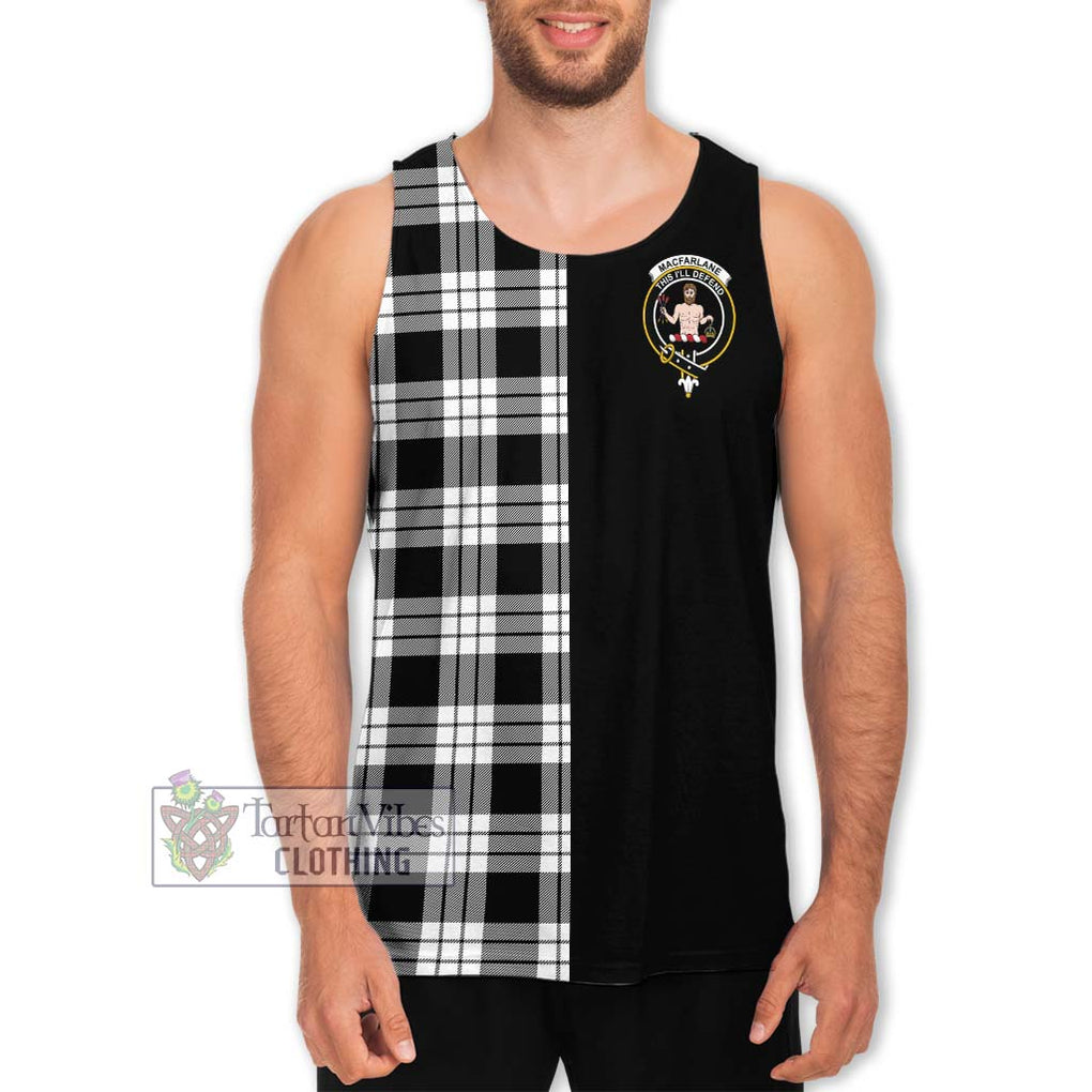 MacFarlane Black White Tartan Men's Tank Top with Family Crest and Half Of Me Style Men - Tartanvibesclothing Shop