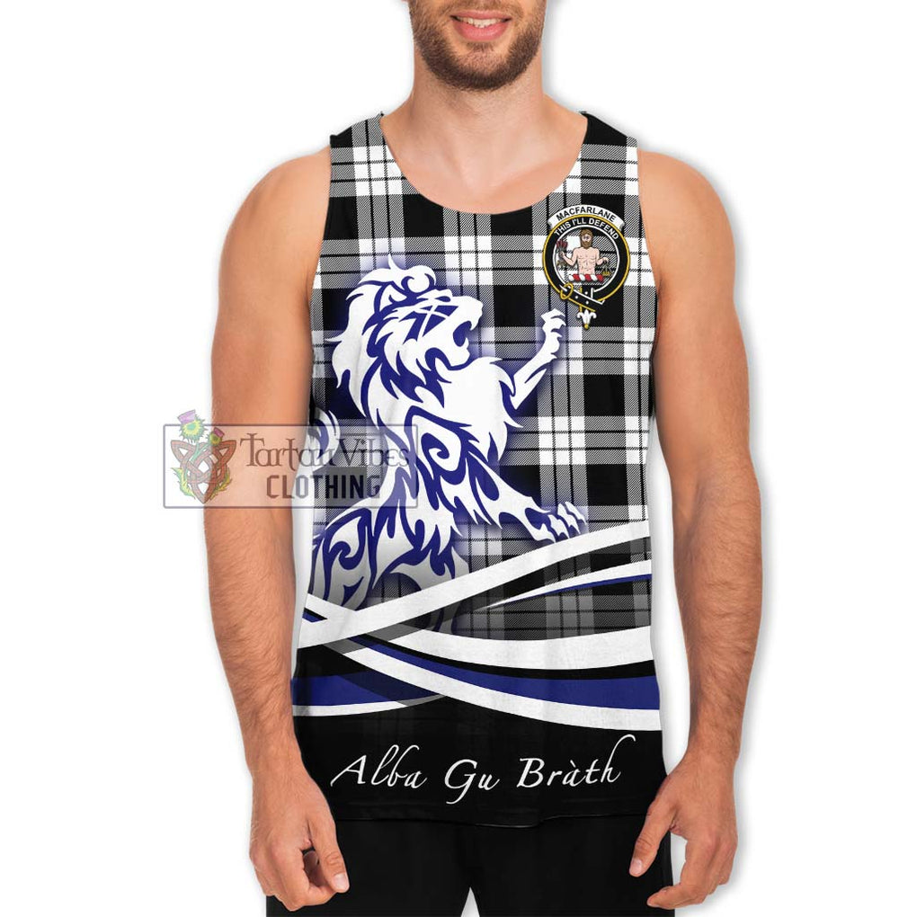 MacFarlane Black White Tartan Men's Tank Top with Alba Gu Brath Regal Lion Emblem Men - Tartanvibesclothing Shop