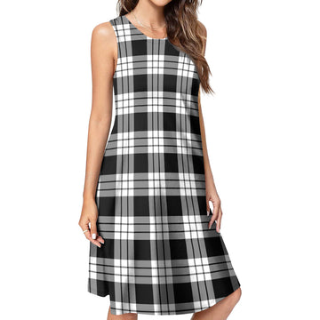 MacFarlane Black White Tartan Womens Casual Dresses