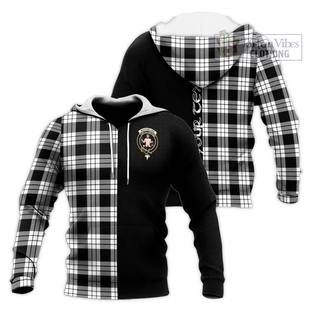 MacFarlane Black White Tartan Knitted Hoodie with Family Crest and Half Of Me Style Unisex Knitted Pullover Hoodie - Tartanvibesclothing Shop