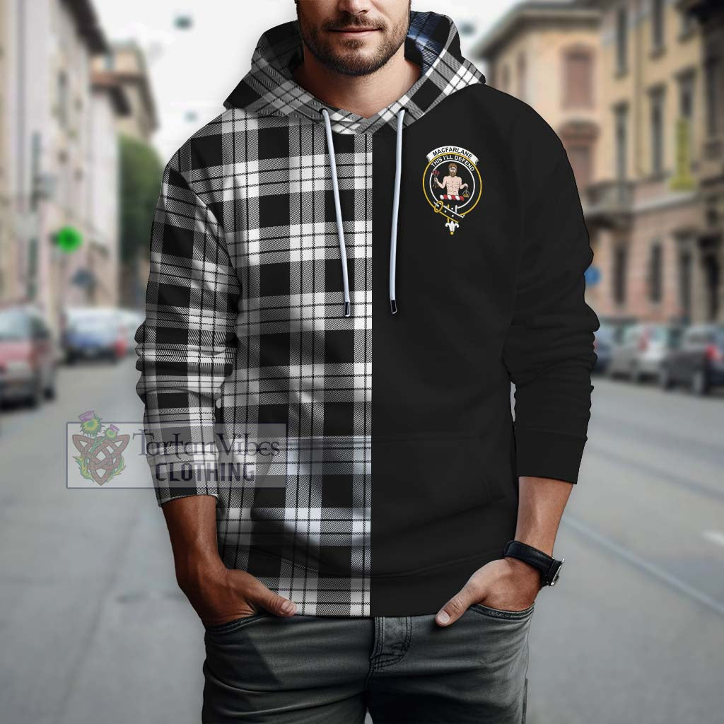 Tartan Vibes Clothing MacFarlane Black White Tartan Hoodie with Family Crest and Half Of Me Style